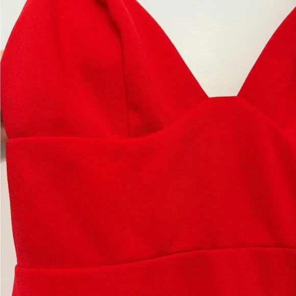 Red Spaghetti-Strap Midi Dress with Front Slit - Picture 3 of 6